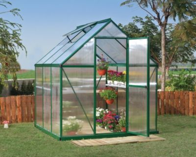 Serre de jardin double parois Vert 3,40 m2 en plastique et polycarbonate Mythos Canopia By Palram