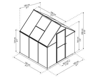 Serre de jardin double parois Vert 3,40 m2 en plastique et polycarbonate Mythos Canopia By Palram