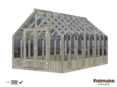 Serre de jardin Emilia 13.8 m² en bois traité autoclave et verre trempé 4 mm Palmako