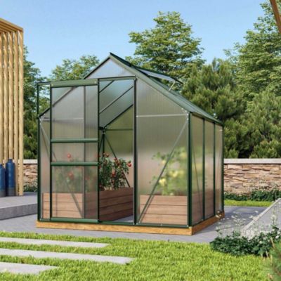Serre De Jardin En Aluminium 230x180x195 Cm – Polycarbonate 4 Mm, Fenêtre De Toit, Porte Coulissante – Résiste à L'hiver