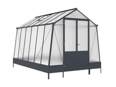 Serre de jardin en polycarbonate 9,1 m² avec embase - Anthracite - ASARINA