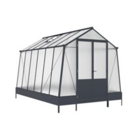 Serre de jardin en polycarbonate 9,1 m² avec embase - Anthracite - ASARINA