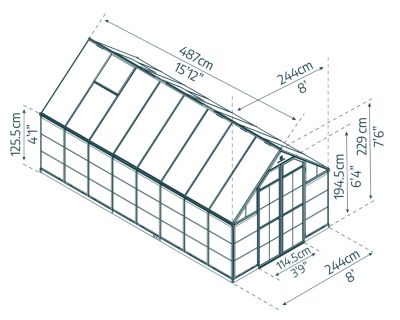 Serre de jardin en polycarbonate Balance vert 2,44 x 4,87 m Canopia by Palram