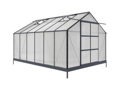 Serre de Jardin en polycarbonate de 13 m² avec embase - Anthracite -  KALIDA