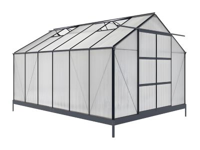 Serre de Jardin en polycarbonate de 13 m² avec embase - Anthracite -  KALIDA