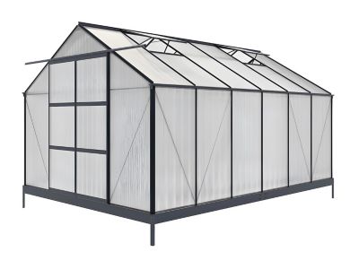 Serre de Jardin en polycarbonate de 13 m² avec embase - Anthracite -  KALIDA