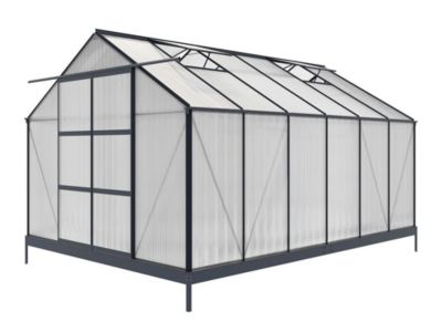 Serre de Jardin en polycarbonate de 13 m² avec embase - Anthracite -  KALIDA