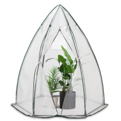 Serre de jardin hivernage dome avec bache PE 160x160x180cm Blanc VOUNOT