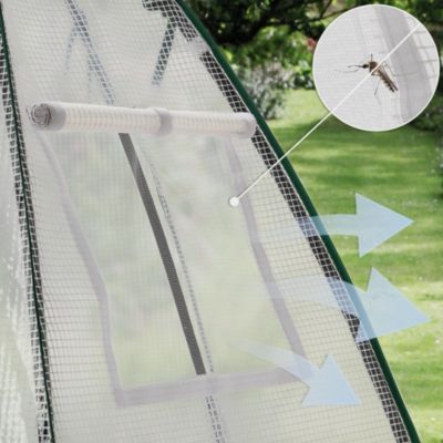 Serre de jardin hivernage dome avec bache PE 160x160x180cm Blanc VOUNOT