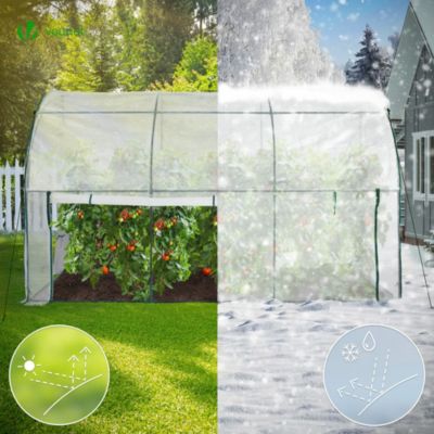Serre de jardin hivernage murale adossee avec bache PE 300x100x180cm blanc VOUNOT