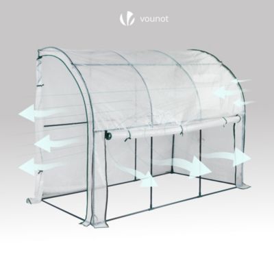 Serre de jardin hivernage murale adossee avec bache PE 300x100x180cm blanc VOUNOT