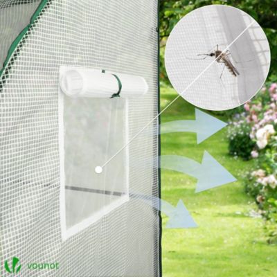 Serre de jardin hivernage murale adossee avec bache PE 300x100x180cm blanc VOUNOT