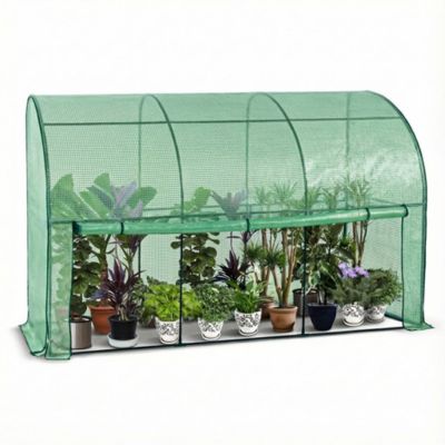 Serre de jardin hivernage murale adossee avec bache PE 300x100x180cm vert VOUNOT