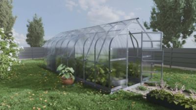 Serre de jardin KLASIKA Standard 15m2, 2,5m x 6m, 6 mm avec revêtement en polycarbonate (Avec 3 toits ouvrants automatiques)