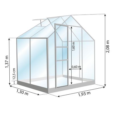 Serre de jardin Lams Allium en aluminium et verre trempé L.1,34 x l.1,95 x H.2,08 m surface 2.5 m²