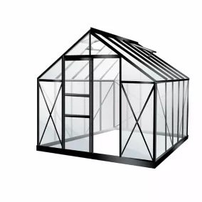 Serre de jardin Lams Carvi en aluminium laqué gris anthracite et verre trempé L.2,55 x l.3,17 x H.2,36 m surface 8,10 m²