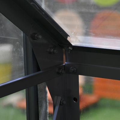 Serre de jardin Lams Carvi en aluminium laqué gris anthracite et verre trempé L.2,55 x l.3,17 x H.2,36 m surface 8,10 m²