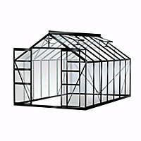 Serre de jardin Lams Laurus en aluminium laqué gris anthracite et verre trempé L.2,55 x l.4,42 x H.2,53 m surface 11,30 m²