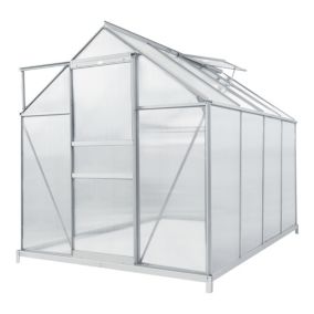 Serre de jardin Oisterwijk à porte coulissante en polycarbonate 4,75 m² en.casa