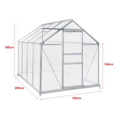 Serre de jardin Oisterwijk à porte coulissante en polycarbonate 4,75 m² en.casa