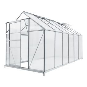 Serre de jardin Oisterwijk à porte coulissante en polycarbonate 7,03 m² en.casa