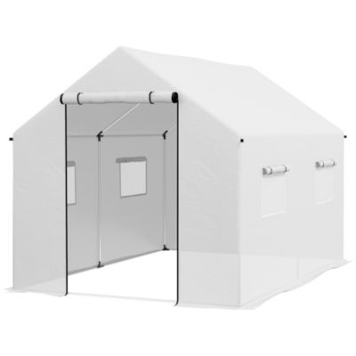 Outsunny serre tunnel 6 m² 4 fenêtres blanc