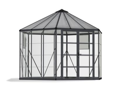 Serre en aluminium et polycarbonate Palram Canopia Oasis héxagonale grise 11,5m²