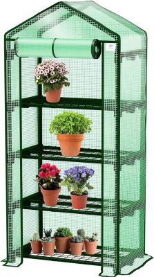 Serre en Film Plastique Premium avec 4 Etages - Dimensions : 69 x 50 x 158 cm - Peu Encombrante Stable Facile à Monter