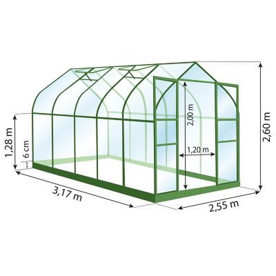 Serre en verre Lams Aloe vert 8,10m²