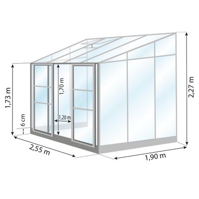 Serre en verre Lams Melissa alu finition alu 4,90m²