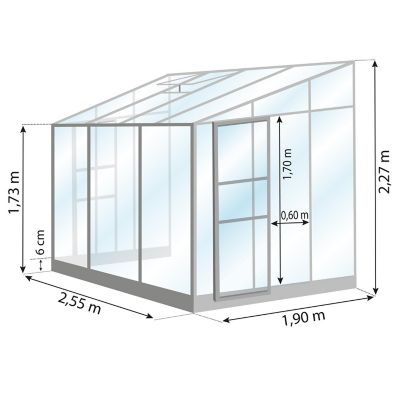 Serre en verre Lams Melissa aluminium finition aluminium 4,90m²