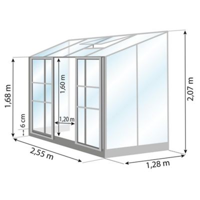 Serre en verre Lams Melissa aluminium naturel 3,30m²