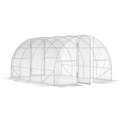 Serre tunnel 12 m² - 4 x 3 x 2 m - 2 portes - acier galvanisé PE haute densité transparent