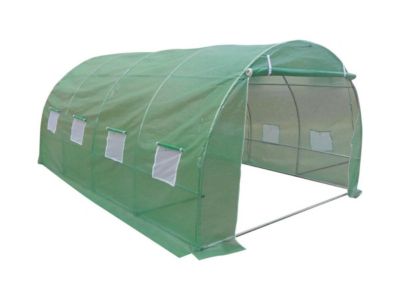Serre tunnel avec structure en acier 12 m² - L300 x l400 x H200 cm - Vert - IPOMEA