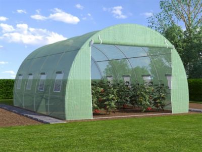Serre tunnel avec structure en acier 12 m² - L300 x l400 x H200 cm - Vert - IPOMEA