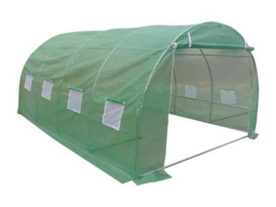 Serre tunnel avec structure en acier 12 m² - L300 x l400 x H200 cm - Vert - IPOMEA
