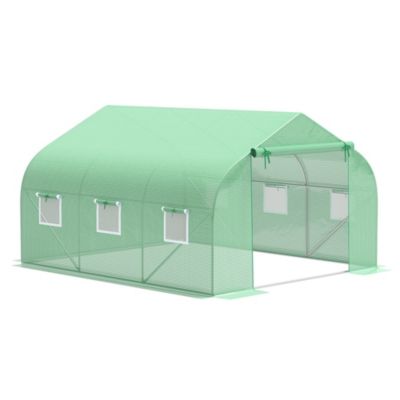 Serre tunnel de jardin 3,5 x 3 x 2 m grande taille 6 fenêtres vert