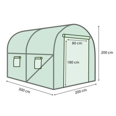 Serre tunnel de jardin 6M² verte gamme maraîchère ROMA 2x3M