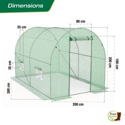 Serre tunnel de jardin avec bâche renforcée - 6 M²
