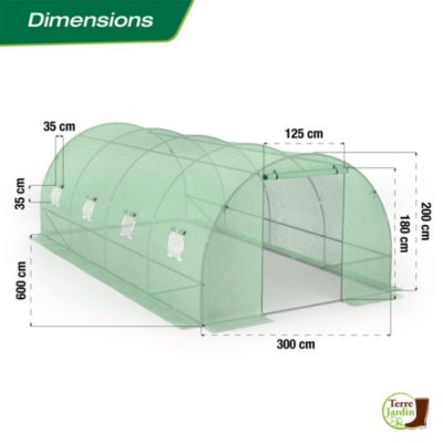 Serre tunnel de jardin en polyéthylène Renforcée - 18 m²