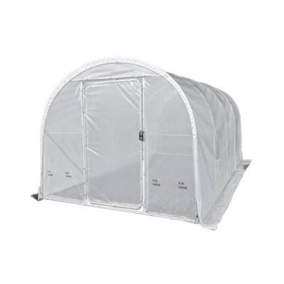 Serre tunnel Deschamps largeur 3 m pas à 1 m - Long 4 m, Film Plasticlair 200 Cristal, Façade 2 portes simples, Filet ombrage oui