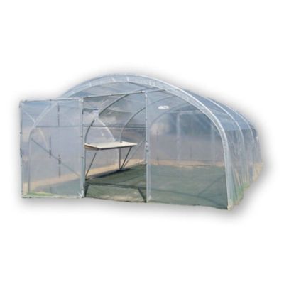 Serre tunnel PRO-400 larg 4 m , Long 6 m, Façade 1 porte simple et 1 façade pleine