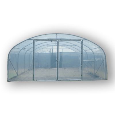 Serre tunnel PRO-500 larg 5 m, Long 20 m, Façade 2 portes simples