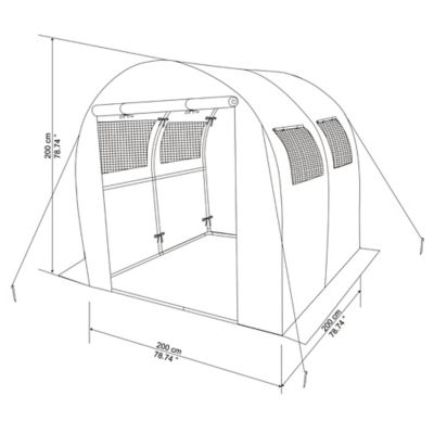 Serre tunnel souple 4m², L.200xH.200 cm
