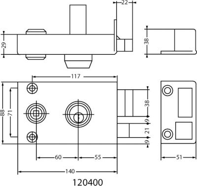 Serrure 3 points VEGA horizontal fouillot cylindre de 45mm gauche - JPM - 504000-18-2A