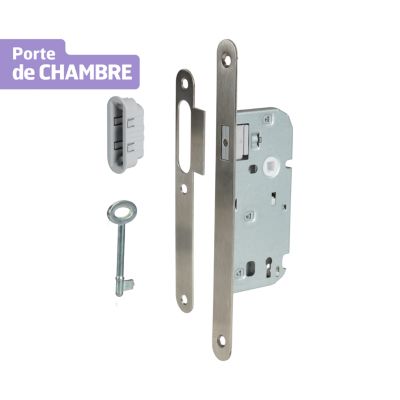 Serrure à encastrer monopoint axe 40 - Pêne aimanté - Entraxe 70 mm - Pour porte d'intérieure à clé