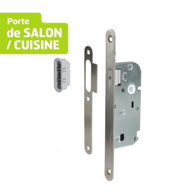 Serrure à encastrer monopoint axe 40 - Pêne aimanté - Entraxe 70 mm - Pour porte d'intérieure sans clé