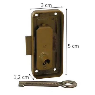 Serrure Acier verni l. 30 mm x H. 50 mm x EP. 12 mm