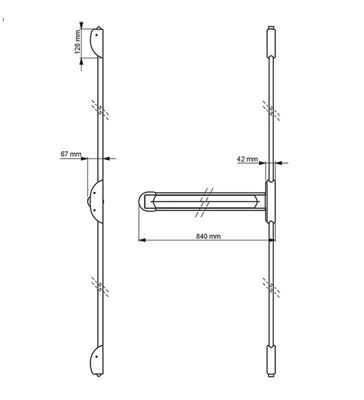 Serrure Barre anti-panique exiDOM TP200 blanc 840 mm 2 points penes haut bas coupe-feu