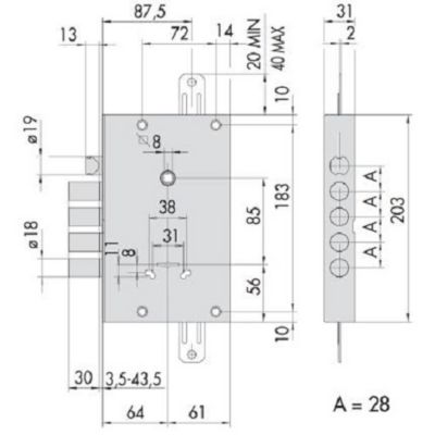 Serrure Change Facile 4 pênes saillie 3,5mm - CISA - CIS5766528A